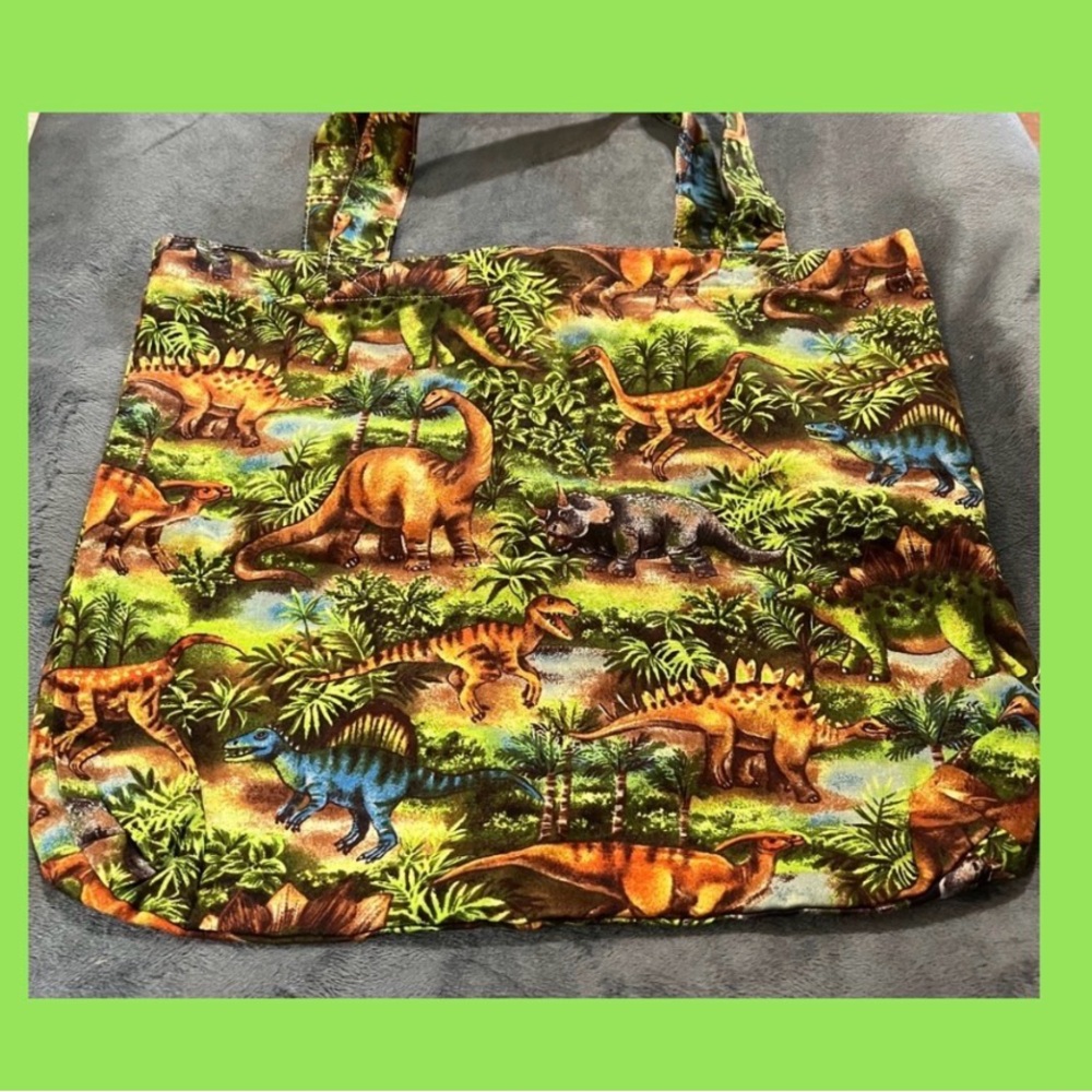 Kids Dinosaur Print Tote or Book Bag
